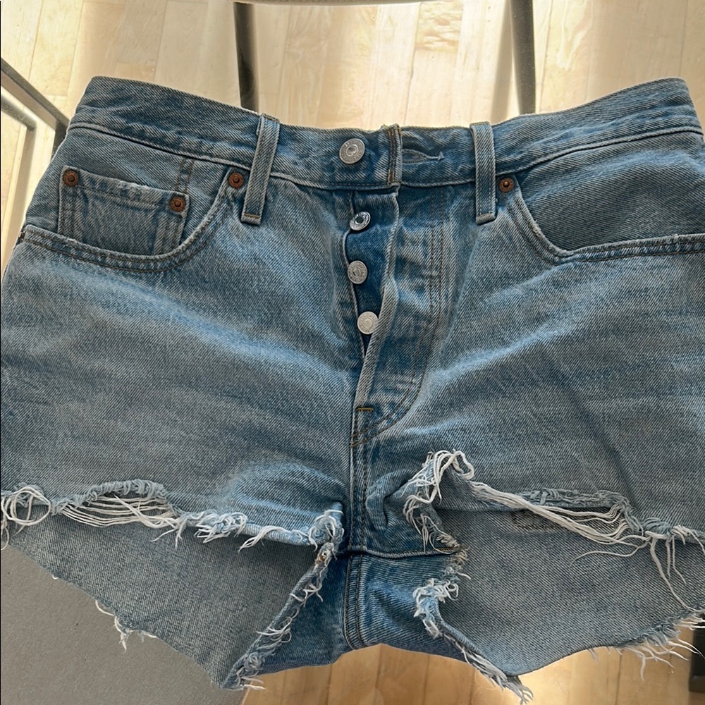Levi's Blue Distressed Jean Shorts